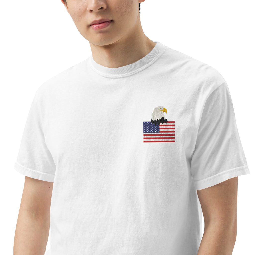 USA Bald Eagle & Flag Embroidered T-Shirt